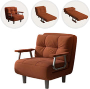 Sillón convertible individual, sofá cama, sillón cama plegable 3 en 1 para espacios pequeños, respaldo de 5 niveles, con cojín, apoyabrazos y patas de metal, C, ancho 65 cm