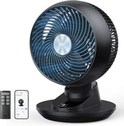 Ventilador de mesa 3D DREO muy silencioso 22 dB, ventilador pequeño con mando a distancia, flujo de aire potente de 8,8 m/s, oscilación de 90°, control por aplicación y voz, 9 niveles, temporizador de 8/12 h para dormitorio y oficina