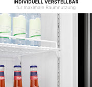 Refrigerador Bomann® con puerta de cristal | Nevera para bebidas con cerradura | 6 estantes de altura ajustable | 30 kg por estante | 347 litros | Refrigerador grande | Enfriador de botellas con luz LED | KSG 7351 negro