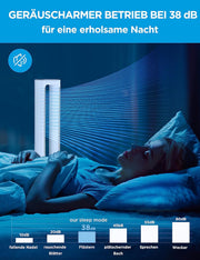 Ventilador de torre 2 en 1 Midea MFP-120i (BL) silencioso 38 dB, purificador de aire con filtro HEPA H13 para 47,6 ㎡, pantalla LED, mando a distancia, oscilación, temporizador de 12 h, compatible con conexión inalámbrica, App, Alexa y Google