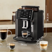 Krups Sensation C50, Cafetera de grano, máquina espresso, 5 bebidas de acceso directo, interfaz táctil, fácil de usar, limpieza automática, boquilla de vapor para cappuccino, fabricada en Francia EA910810