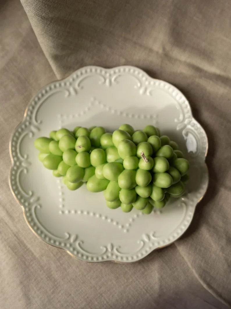 Vela de uva verde de cera de soja, vela de fruta hecha a mano, decoración de mesa 335g 7x18cm