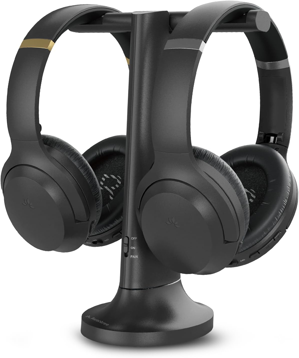 Avantree Duet - Auriculares inalámbricos dobles para televisión, sonido claro y volumen amplificado para personas mayores, instalación Plug & Play sencilla, con transmisor RF de 2,4 GHz y estación de carga