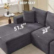 Sofá moderno de 108", sofá tapizado de 3 plazas en forma de L con cojines, sofá de asiento profundo, no requiere montaje