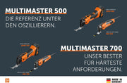 FEIN Multimaster MM 700 Max Top, nuestra mejor multiherramienta con 60 accesorios para serrar, lijar y cortar, 450 W, sistema antivibraciones, encastre StarlockMax, cambio de herramienta QuickIN