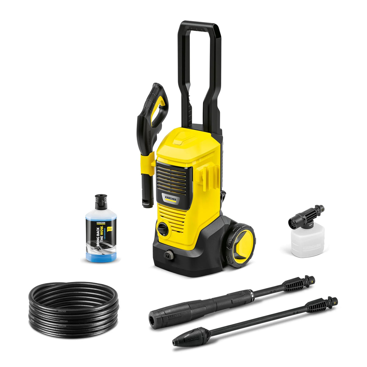 Limpiadora de alta presión KÄRCHER K 5, 145 bar, 500 l/h, 40 m²/h, 6,3 kg, pistola de alta presión, boquilla rotativa, lanza Vario Power, boquilla de espuma
