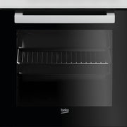 Cocina eléctrica Beko FSM57100GW b100 con placa vitrocerámica, independiente, cocina de libre instalación de 50 cm, 55 litros de volumen, temporizador, esmalte de fácil limpieza, puerta del horno extraíble, negro