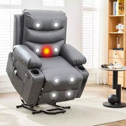 Sillón reclinable elevador eléctrico, reclinables eléctricos para ancianos con calor y masaje, asistencia para levantarse con portavasos, bolsillo lateral, para sala de estar