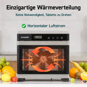 Deshidratador de alimentos CP267-FD 650 W, 6 bandejas de acero inoxidable, 35-75 °C, temporizador de 48 horas, pantalla LED