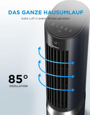 Enfriador de aire Midea Sensicool con refrigeración por agua de 7L | Aire acondicionado portátil sin tubo de escape | Ventilador con refrigeración por agua | Enfriador evaporativo de 2000 m³/h, 6 velocidades, pantalla táctil (azul)