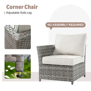 Conjunto de muebles de mimbre para patio exterior de 13 piezas XIZZI con mesa de fuego