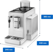 Cafetera superautomática De'Longhi Rivelia EXAM440.55.W con sistema de leche LatteCrema, recipiente de granos intercambiable, 16 bebidas de café y leche con solo tocar un botón, función Extra-Shot, pantalla táctil de 3,5 pulgadas, color blanco