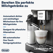Cafetera superautomática De'Longhi Magnifica Evo ECAM 292.81.B con sistema de leche LatteCrema, 7 botones de selección directa para capuchino, espresso y otras especialidades de café, función de 2 tazas, negra