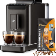Cafetera superautomática Tchibo Esperto2 Caffè con función para 2 tazas para Caffè Crema y Espresso, Granite Black - INCLUYE set de degustación de café GRATIS
