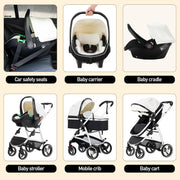 Cochecito 3 en 1 Gcarebb, silla de paseo con portabebés, cochecito completo con altura ajustable, cochecito combinado con marco de aluminio para recién nacidos de 0 a 4 años