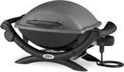 Barbacoa eléctrica Weber Q1400, superficie de cocción de 43 x 32 cm, barbacoa portátil, rejilla de cocción de hierro fundido vitrificado dividida en 2, tapa y cuerpo de aluminio fundido - Gris oscuro (52020079)