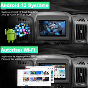 Autorradio Android 13 AWESAFE para Peugeot Boxer II/Citroën Jumper II/Fiat Ducato [2GB+64GB] con CarPlay inalámbrico/Android Auto, pantalla táctil de 7 pulgadas con Wi-Fi/GPS/FM/RDS/DSP, controles en el volante