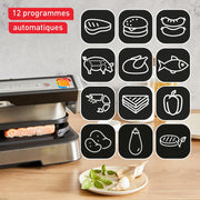 Tefal Optigrill 4 en 1 XL, parrilla inteligente, funciones de barbacoa, horno y comida completa, 9 programas, modo manual, apertura de 180°, XL para 8 personas, GC784D10