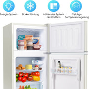 Refrigerador con congelador Merax, combinación frigorífico-congelador, frigorífico pequeño con 51L y congelador de 21L, silencioso, LED, estantes de vidrio, cajón para verduras, estantes en la puerta, para cocina, sala de estar, oficina, negro
