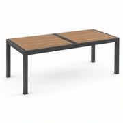 Mesa de jardín rectangular de aluminio con veteado de madera marrón/negro 180x90x75cm