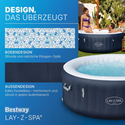 Bestway Lay-Z-SPA Spa inflable de bajo consumo Miami AirJet, Ø 180 x 66 cm, 4 personas, calefacción, protector contra heladas, 120 chorros AirJet, aislamiento de bajo consumo, cubierta térmica, azul oscuro