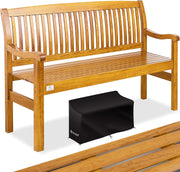 KESSER® Banco de jardín de madera, resistente a la intemperie | Para 3 a 4 personas | Banco de parque de madera maciza | Banco con capacidad de carga de 320 kg, 150 cm | Banco para balcón, terraza y jardín, incluye funda, marrón claro