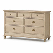 Cómoda de madera de roble con 7 cajones beige 140cm