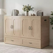 Cama Murphy convertible tamaño queen Mjkone con colchón, carga USB y cajones de almacenamiento