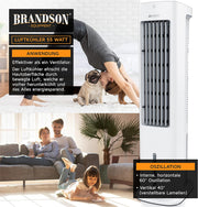 Brandson - Enfriador de aire por agua 5 en 1 - Enfriador evaporativo, humidificador, ventilador y purificador de aire, aire acondicionado portátil sin tubo de escape - Galardonado 2025 - silencioso - depósito de agua de 5 L