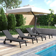 COSTWAY Juego de 2 tumbonas con ruedas, silla de jardín con respaldo ajustable y tela de secado rápido, tumbona con ruedas con capacidad de carga de hasta 150 kg, silla para jardín, balcón, terraza (gris)
