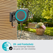 Caja portamanguera de pared Gardena RollUp XL (turquesa) 35 m: riego flexible para jardines grandes, caja portamanguera orientable, incluye manguera de calidad Gardena de 35 m y accesorios de montaje (18630-20)