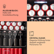 Mininevera Klarstein con puerta de cristal para habitaciones, refrigerador de bebidas con estantes ajustables, pequeño de 80 litros, frigorífico silencioso para interiores/exteriores