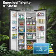 Midea KS-DDX 6.32 WT Frigorífico americano / 178,8 cm de altura / 254 kWh/año / No Frost / Compresor Dual Inverter / con dispensador de agua/hielo 3 en 1 y depósito de agua, Dark Inox