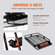 VEVOR Portaequipajes para Coche 1305×915×127 mm Carga 90,7 kg Cesta de Techo de Acero Portaequipajes Universal Bolsa de Transporte Impermeable para Transportar Material de Camping SUV Vehículos Viaje