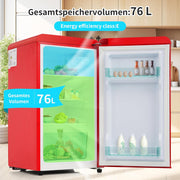 Refrigerador con congelador Merax, combinación frigorífico-congelador, frigorífico pequeño con 51L y congelador de 21L, silencioso, LED, estantes de vidrio, cajón para verduras, estantes en la puerta, para cocina, sala de estar, oficina, negro