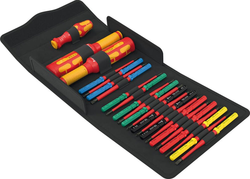 Juego de destornilladores para cuadros eléctricos Wera 05006633001 Kraftform Kompakt VDE con aislamiento y limitador de par Safe-Torque Speed, 23 piezas