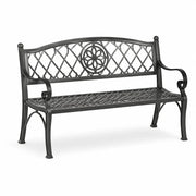 Banco de jardín de hierro fundido negro 120 cm