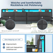 Sofá cama Brinlawb con cama nido, diván de 90x200 (180x200) cm, diván extraíble con iluminación LED y estación de carga (2 tomas de corriente CA, 2 puertos USB), cama individual y cama doble, cama de invitados
