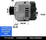 Alternador de coche TESLA TECHNICS TT11132 PRO 12V, 75A. Compatible con RENAULT, DACIA. Excelente relación calidad-precio. Instalación fácil y garantía.