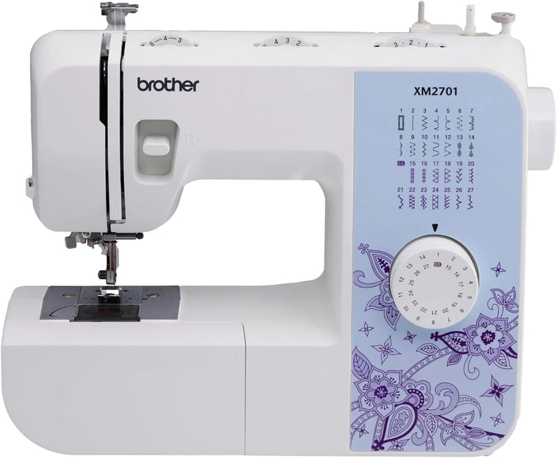 Máquina de coser eléctrica XM2701S, 27 puntadas, brazo libre, enhebrador automático, con cable