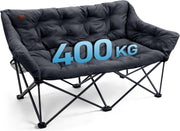 EVER ADVANCED Silla de camping plegable, 145 cm de ancho para 2 personas, sofá plegable con capacidad de 400 kg, sofá de camping acolchado grueso, silla plegable de 2 plazas, respaldo alto, extra ancha para exteriores, jardín, balcón e interiores