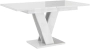 Malvi - Mesa de comedor extensible a 160 cm - 120x80x75 cm - Moderna - Mesa de cena - Mesa de comedor - Mesa para comedor, sala de estar - Mesa extensible - Blanco alto brillo