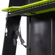 Litera tipo loft en forma de L para juegos con escritorios, litera doble con luces LED, puertos USB, estanterías de almacenamiento, cama alta esquinera de madera para 2 personas