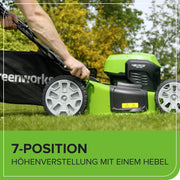 Cortacésped autopropulsado a batería Greenworks 48V (24V x 2) para hasta 480m², 46cm de ancho de corte, saco de 55L, cortacésped eléctrico más dos baterías de 4Ah y cargador doble, 3 años de garantía, GD24X2LM46SPK4X