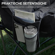 EVER ADVANCED Silla de camping plegable, 145 cm de ancho para 2 personas, sofá plegable con capacidad de 400 kg, sofá de camping acolchado grueso, silla plegable de 2 plazas, respaldo alto, extra ancha para exteriores, jardín, balcón e interiores