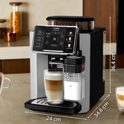 Krups Sensation Lait, Cafetera superautomática, máquina de espresso, 6 bebidas, Jarra de leche, Cappuccino, Interfaz táctil, Limpieza automática, Plateado, EA912E10
