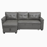 Sofá seccional reversible convertible con cama extraíble, chaise longue con almacenamiento oculto y patas duraderas