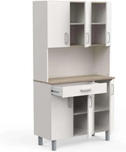 Miroytengo Mueble Auxiliar de Cocina, Alacena, Buffet 6 Puertas Color Blanco y Roble Kronberg 101 x 185 cm
