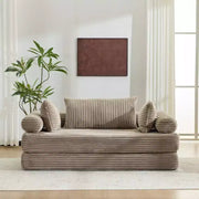 Sofá cama convertible de pana, 2 plazas, color gris oscuro / gris / verde / azul marino