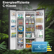 Midea KS-DDX 6.32 WT Frigorífico americano / 178,8 cm de altura / 254 kWh/año / No Frost / Compresor Dual Inverter / con dispensador de agua/hielo 3 en 1 y depósito de agua, Dark Inox